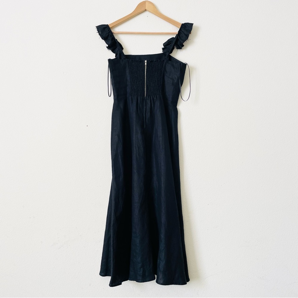 Reformation SIZE 6 Spaulding 100% linen black midi dress - Picture 6 of 8